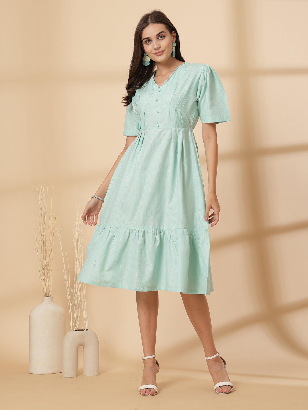 Sea Green Fit & Flare Midi Dress – CINK
