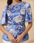 Blue Floral Print Top