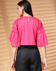 Pink Solid Round Neck Top