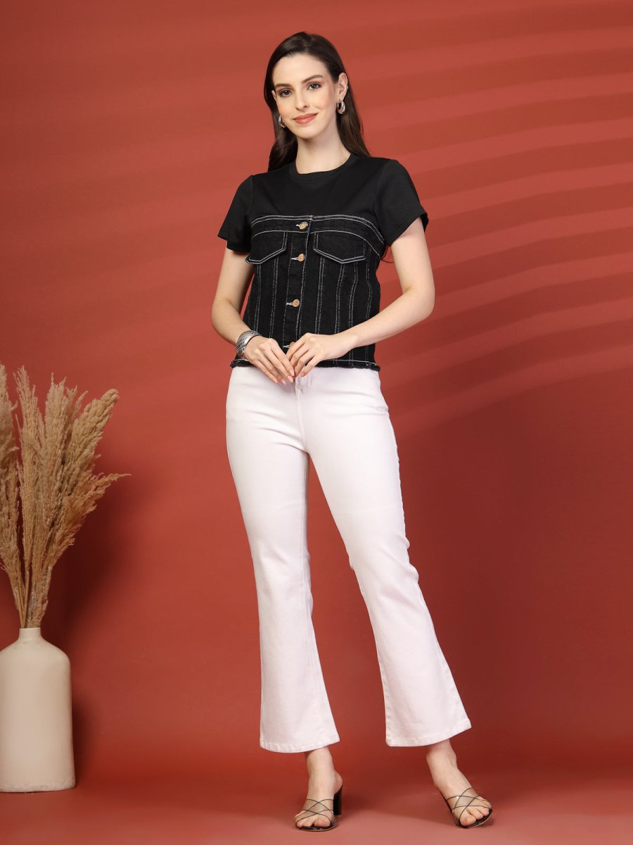 Women Colourblocked Cotton Top