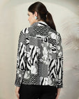 Black Printed opaque Regular Sleeve Casual Buttoned Top