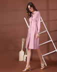 Pink Fit & Flare Midi Dress