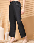 Black Solid Loose Fit Trousers