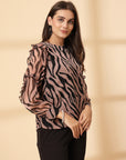 Brown Animal Print Top