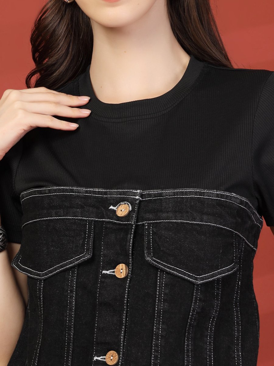 Women Colourblocked Cotton Top