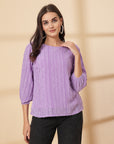 Purple Puff Sleeve Top