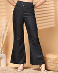 Black Solid Regular Trousers Women Loose Fit Trousers