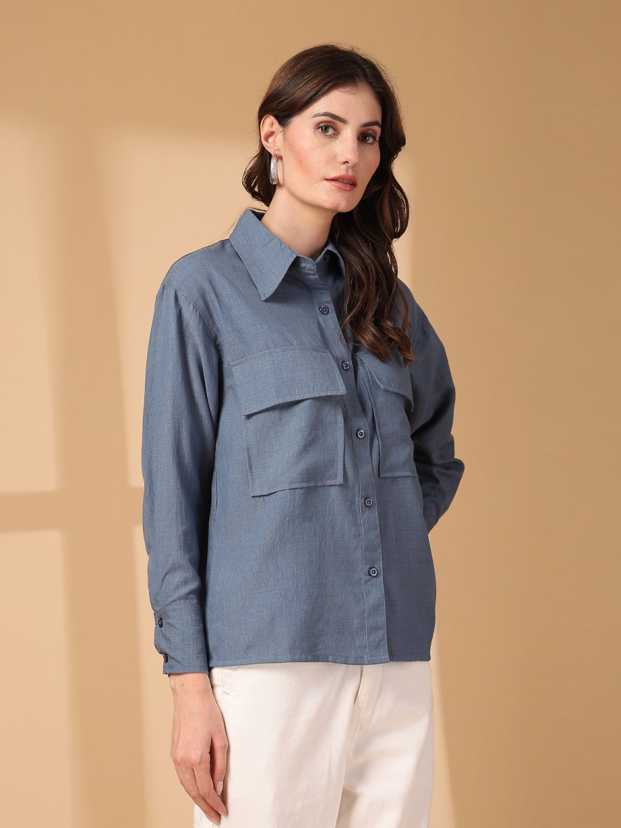 Women Opaque Casual Buttoned Top