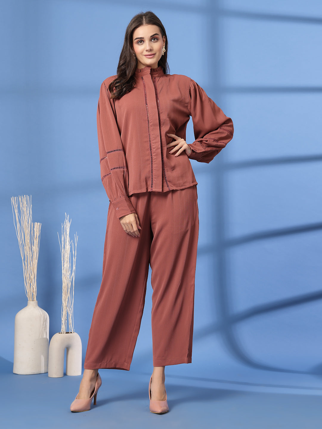 Pink Shirt With Trousers Co-Ords