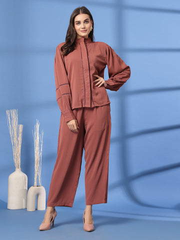 Pink Shirt With Trousers Co-Ords