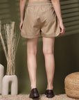 Beige Solid Regular Fit Women Shorts