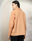 Women Standard Peach Opaque Casual Shirt