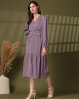 Fit & Flare Midi Purple Dress