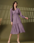 Fit & Flare Midi Purple Dress