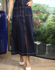 A-Line Mid Rise Maxi Skirts blue