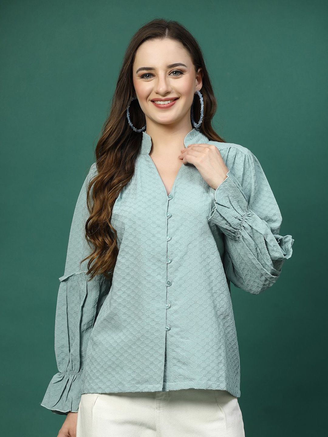 Women Opaque Striped Casual Buttoned Top
