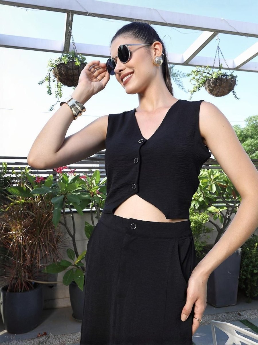 V-Neck Sleeveless Co-Ords black