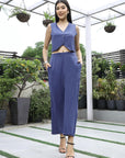 V-Neck Coat With Trousers Co-Ords blue