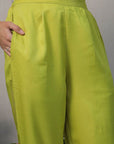 Shirt Collar Embroidered Cotton Shirt With Trousers Co-Ords Set lime-green
