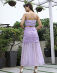 Printed Shoulder Strap Neck Top With Skirt Co-Ord Set purple
