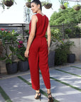 V-Neck Coat With Trousers Co-Ords red