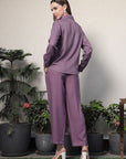 Shirt Collar Embroidered Cotton Shirt With Trousers Co-Ords Set pink