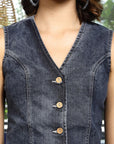 V-Neck Coat With Skirt Co-Ords blue