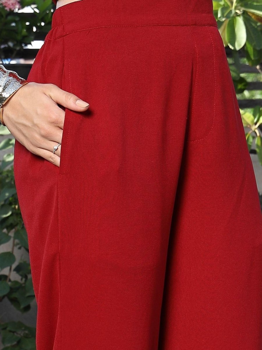 V-Neck Coat With Trousers Co-Ords red