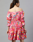 Floral Print Fit  Flare Dress