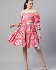 Floral Print Fit  Flare Dress