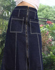 A-Line Mid Rise Maxi Skirts blue