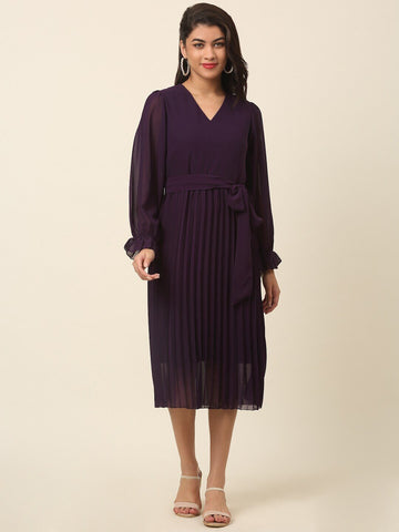 CINK Purple A-Line Midi Dress