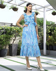 Printed Fit & Flare Midi Dress blue