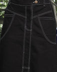 Solid Denim Maxi Skirt black